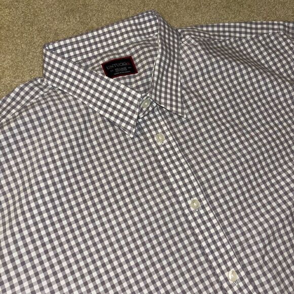 UNTUCKIT Button Down Shirt Gingham Plaid Mens’s Size XX-Large White Gray - Picture 1 of 6